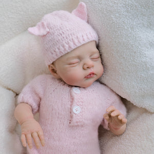 19 Inch Reborn Twin Baby Dolls Lily - Hand-Painted Heads, Powder Pink Knit Sets, Blue Eyes & Pacifiers