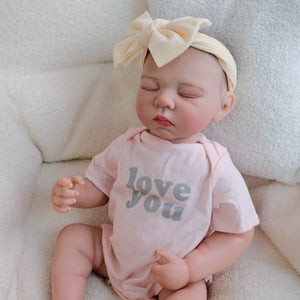 19" Enchanted Reborn Baby Doll Luna - Hand-Painted Head, High-Saturation Fantasy Skin, Pink Letter Print Romper & Headband