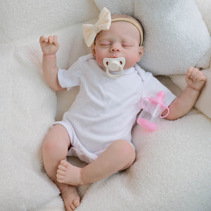 19" Erica Cloth-Body Reborn Baby - Hand-Painted Hair, Sleeping Eyes & White Romper Set