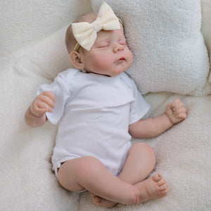 19" Erica Cloth-Body Reborn Baby - Hand-Painted Hair, Sleeping Eyes & White Romper Set