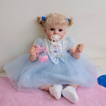 Load image into Gallery viewer, Light-Up 20 inch Arianna Fashion Reborn Baby Doll with Blonde Curly Hair, Blue Eyes, White Skin &amp; Cloth Body
