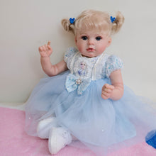 Load image into Gallery viewer, Light-Up 20 inch Arianna Fashion Reborn Baby Doll with Blonde Curly Hair, Blue Eyes, White Skin &amp; Cloth Body
