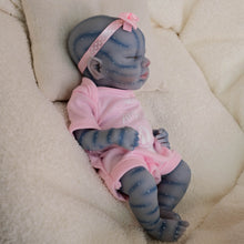 Cargar imagen en el visor de la galería, Authentic 12&quot; Avatar Themed Baby Doll - Lifelike Blue-Skinned Figure with Yellow Eyes and Outfit Set Na&#39;vi Inspired Infant Replica Toy for Adult Collectors
