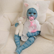 Загрузить изображение в средство просмотра галереи, 20 Inch LouLou Avatar Doll with Sparkling Yellow Glass Eyes, Hand-Painted Head, Avatar Skin Tone, Pink Cardigan &amp; White Shorts, Full Vinyl Body
