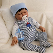 Load image into Gallery viewer, 19 inch African American Reborn Baby Doll Pickle Realistic Black Skin, Rooted Curly Hair, Soft Cloth Body, Fashion Doll for Play Collection
