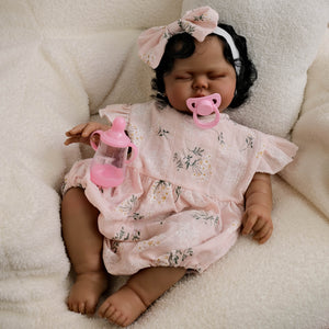 19inch Reborn Doll with Rooted Black Hair Realistic Dark Skin Tone Baby Boy Pickle | Plush Body Collectible Doll
