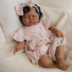 19inch Reborn Doll with Rooted Black Hair Realistic Dark Skin Tone Baby Boy Pickle | Plush Body Collectible Doll