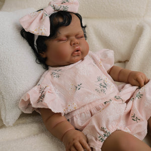 19inch Reborn Doll with Rooted Black Hair Realistic Dark Skin Tone Baby Boy Pickle | Plush Body Collectible Doll