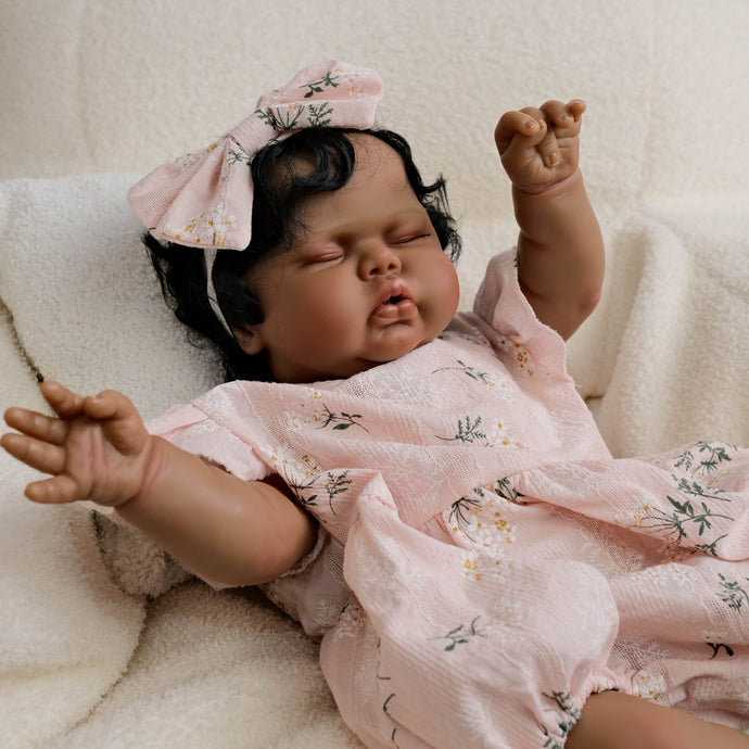 19inch Reborn Doll with Rooted Black Hair Realistic Dark Skin Tone Baby Boy Pickle | Plush Body Collectible Doll