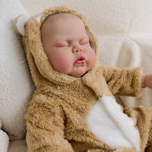 Load image into Gallery viewer, 19inch Reborn Doll Hand-Painted Open Eyes Realistic Twins Baby Doll Pickle - Lifelike Collectible Plush Body Doll with Brown Bear Hooded Onesie

