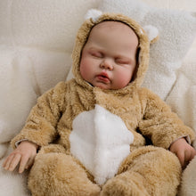 Load image into Gallery viewer, 19inch Reborn Doll Hand-Painted Open Eyes Realistic Twins Baby Doll Pickle - Lifelike Collectible Plush Body Doll with Brown Bear Hooded Onesie

