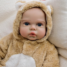 Load image into Gallery viewer, 19inch Reborn Doll Hand-Painted Open Eyes Realistic Twins Baby Doll Pickle - Lifelike Collectible Plush Body Doll with Brown Bear Hooded Onesie
