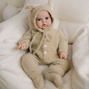 Pickle Twins  19" Reborn Doll Brothers Set  One Awake in Bear Hoodie, One Sleeping in Lamb Onesie  Hand-Painted Collectible Dolls