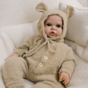 Pickle Twins  19" Reborn Doll Brothers Set  One Awake in Bear Hoodie, One Sleeping in Lamb Onesie  Hand-Painted Collectible Dolls