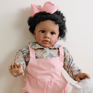 Christmas Gifts 26 inch Africa-American Lovely Lifelike Reborn Baby Dolls Toddler Babydolls Girl Toys Soft Cloth Body Adorable Realistic Newborn Baby Doll Gift