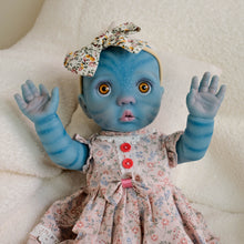 Load image into Gallery viewer, Peeka Avatar 16inch Reborn Baby Doll with Yellow Eyes &amp; Complete Feeding Set | Hand-Painted Head, Soft Body | includes Bottle, Pacifier, Diaper, Birth Certificate
