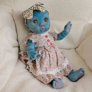 Peeka Avatar 16inch Reborn Baby Doll with Yellow Eyes & Complete Feeding Set | Hand-Painted Head, Soft Body | includes Bottle, Pacifier, Diaper, Birth Certificate