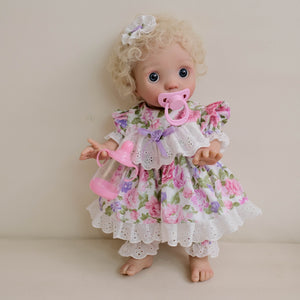 16inch Realistic Reborn Baby Doll Peeka with Golden Curly Hair & Blue Eyes, Complete Gift Set