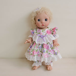 16inch Realistic Reborn Baby Doll Peeka with Golden Curly Hair & Blue Eyes, Complete Gift Set