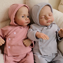 Load image into Gallery viewer, Lily &amp; Irys 19inch Twin Reborn Doll Set | Open Eye &amp; Sleeping Eye | Soft Body Hand-Painted Sister Dolls with Blue Eyes
