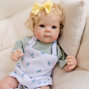 Bettie 18inch Full Vinyl Reborn Baby Doll with Rooted Hair & Blue Eyes Realistic Babydolls Open Eyes | Pink Dress