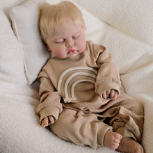 Load image into Gallery viewer, 19-Inch &quot;Pickle&quot; Reborn Baby Doll with Blonde Hair - Soft Body Eyes Closed, Wearable Khaki Onesie, Cuddly &amp; Realistic Collectible
