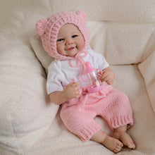 Load image into Gallery viewer, 19-Inch Hand-Painted Baby Doll Vivienne with Blue Eyes - Soft Body Doll Dressed in White Tee and Pink Knit Pants
