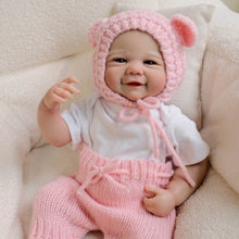 Load image into Gallery viewer, 19-Inch Hand-Painted Baby Doll Vivienne with Blue Eyes - Soft Body Doll Dressed in White Tee and Pink Knit Pants
