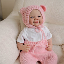 Load image into Gallery viewer, 19-Inch Hand-Painted Baby Doll Vivienne with Blue Eyes - Soft Body Doll Dressed in White Tee and Pink Knit Pants
