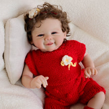 Load image into Gallery viewer, Vivienne 19inch Reborn Baby Doll with Brown Hair, Soft Body, Red Outfit - Perfect Christmas Birthday Gift
