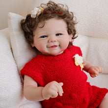 Load image into Gallery viewer, Vivienne 19inch Reborn Baby Doll with Brown Hair, Soft Body, Red Outfit - Perfect Christmas Birthday Gift
