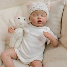Load image into Gallery viewer, 19inch Reborn Baby Doll with Rooted Blonde Hair Cozy White Onesie Hat Ultra-Soft Plush Body Vinyl Limbs Gifts For Kids 3+
