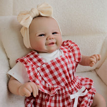 Carregar imagem no visualizador da galeria, 19inch Reborn Baby Girl Vivienne - Christmas Gift with Red Grid Apron | Choose Cuddly Plush or Vinyl Body for Kids
