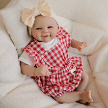 Carregar imagem no visualizador da galeria, 19inch Reborn Baby Girl Vivienne - Christmas Gift with Red Grid Apron | Choose Cuddly Plush or Vinyl Body for Kids
