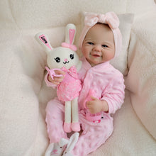 Load image into Gallery viewer, 19inch Reborn Baby Girl Vivienne in Bunny Pink Onesie - Hand-Painted Blue Eyes | Choose Ultra-Cuddly Plush or Realistic Full Vinyl Body
