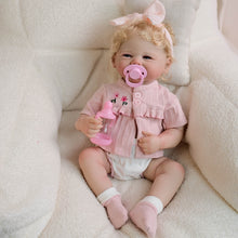 Load image into Gallery viewer, 19inch Reborn Baby Girl Vivienne - Full Vinyl Body with Rooted Blonde Curly Hair Blue Eyes Realistic Collectible Doll

