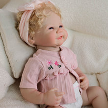 Load image into Gallery viewer, 19inch Reborn Baby Girl Vivienne - Full Vinyl Body with Rooted Blonde Curly Hair Blue Eyes Realistic Collectible Doll
