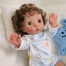 Load image into Gallery viewer, 16inch Realistic Reborn Baby Doll Peeka with Golden Curly Hair &amp; Blue Eyes, Complete Gift Set
