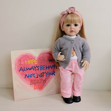 Load image into Gallery viewer, 55cm Reborn Baby Girl Doll Betty with Brown Wig and Bent Legs Realistic Full Vinyl Body Lifelike Collectible Doll for Kids and Adults
