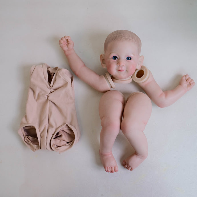 DIY Doll Making Kit - Pre-Colored Limbs Hand-Painted Head Blue Eyes Fabric Body