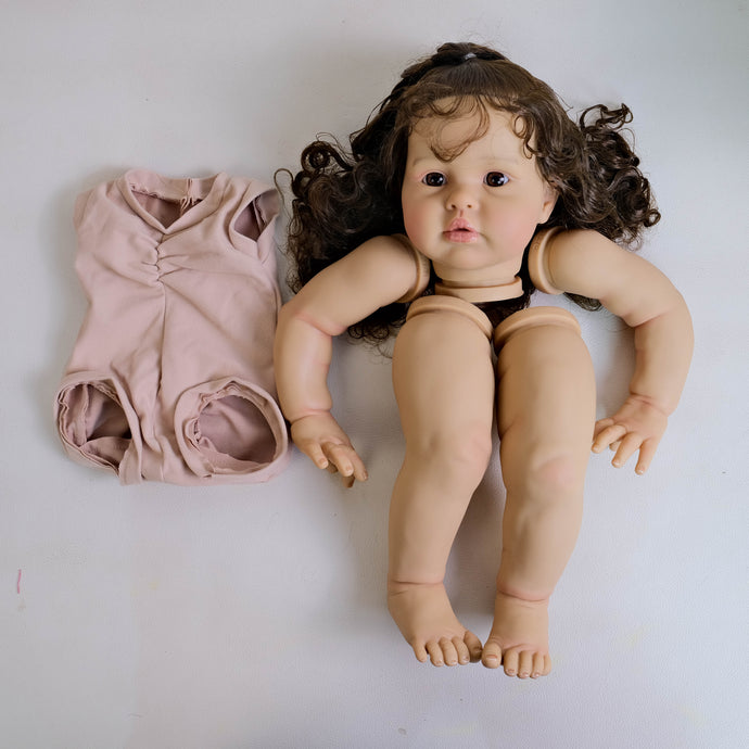 DIY Doll Making Kit - Craft Your Own Fair Skin Tone Doll with Long Brown Curly Hair