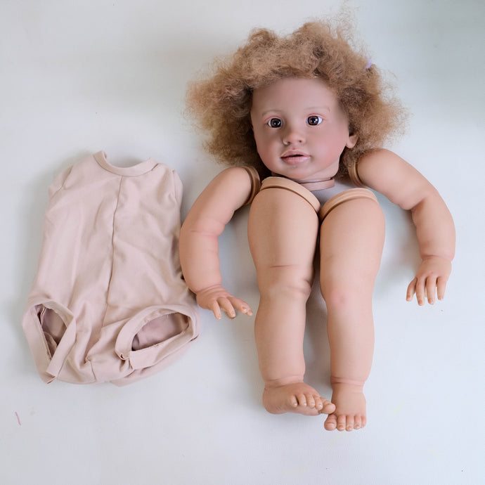 DIY Doll Making Kit - Craft Your Own Deep Skin Tone Doll with Voluminous Curly Hair Baby Doll Toys