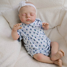 Carica l&#39;immagine nel visualizzatore di Gallery, Irys 19-inch Hand-Painted Reborn Baby Doll in Purple Floral Romper with Pacifier | Lifelike Sleeping Eyes, Soft Body | Christmas &amp; Birthday Gift
