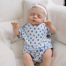 Carica l&#39;immagine nel visualizzatore di Gallery, Irys 19-inch Hand-Painted Reborn Baby Doll in Purple Floral Romper with Pacifier | Lifelike Sleeping Eyes, Soft Body | Christmas &amp; Birthday Gift
