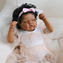 Load image into Gallery viewer, Pinky Reborn Reborn Baby Dolls Black Girl Brown Skin 18 Inch Silicone Biracial Reborn Toddler Baby Doll Realistic Toddler Black African American Dolls with Hair Feeding Kit &amp; Gift for Kids
