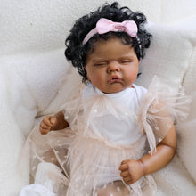 Load image into Gallery viewer, Pinky Reborn Reborn Baby Dolls Black Girl Brown Skin 18 Inch Silicone Biracial Reborn Toddler Baby Doll Realistic Toddler Black African American Dolls with Hair Feeding Kit &amp; Gift for Kids

