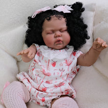 Load image into Gallery viewer, Pinky Reborn 19 inch Reborn Baby Doll American-Africa Newborn Sleepping Dolls with Rooted Black Hair Realistic Face Plush Body Collectible Doll Gifts For Kids
