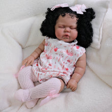 Load image into Gallery viewer, Pinky Reborn 19 inch Reborn Baby Doll American-Africa Newborn Sleepping Dolls with Rooted Black Hair Realistic Face Plush Body Collectible Doll Gifts For Kids
