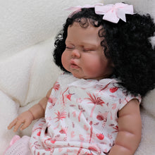 Load image into Gallery viewer, Pinky Reborn 19 inch Reborn Baby Doll American-Africa Newborn Sleepping Dolls with Rooted Black Hair Realistic Face Plush Body Collectible Doll Gifts For Kids
