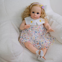 画像をギャラリービューアに読み込む, PINKY REBORN Adorable 24-Inch Huggable Baby Doll Soft Body with Vinyl Limbs Rooted Blonde Hair Blue-Violet Eyes Dressed in Delicate Dress
